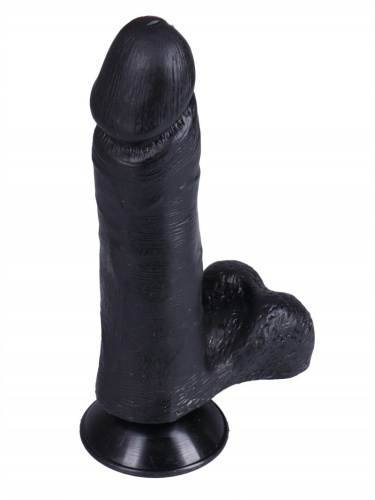 Черный вибратор-реалистик №1 с проводным пультом - 18,5 см. фото 4
