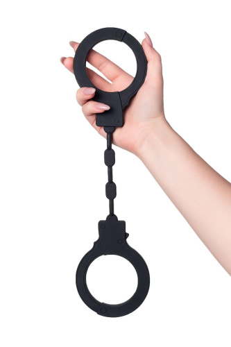 Черные силиконовые наручники  Штучки-дрючки фото 3