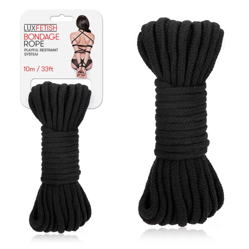 Черная хлопковая веревка для связывания Bondage Rope - 10 м. фото 3