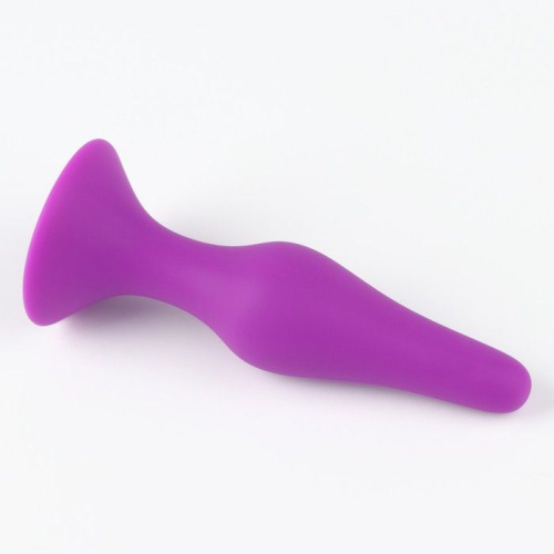 Фиолетовая коническая силиконовая анальная пробка Soft - 13 см. фото 2
