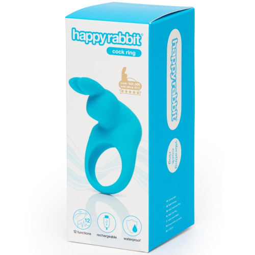 Голубое эрекционное виброкольцо Happy Rabbit Rechargeable Rabbit Cock Ring фото 2