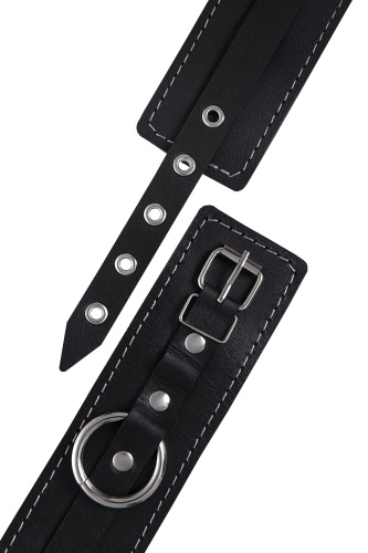 Черные двухслойные кожаные оковы с белой строчкой фото 8 Черные двухслойные кожаные оковы с белой строчкой фото 8