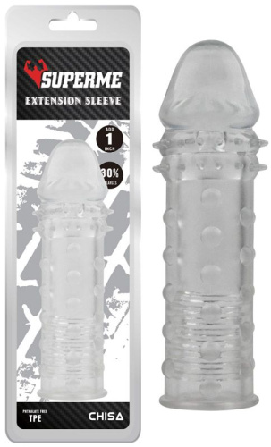 Прозрачная реалистичная насадка на пенис Extra Texture Sleeve - 16,2 см. фото 2