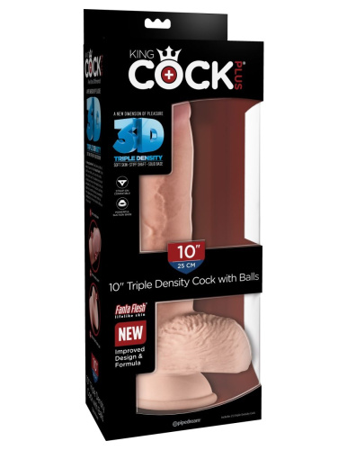 Телесный фаллоимитатор на присоске 10  Triple Density Cock with Balls - 26,7 см. фото 2