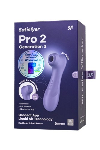 Сиреневый вакуумный стимулятор клитора Satisfyer Pro 2 Generation 3 с управлением через приложение фото 7