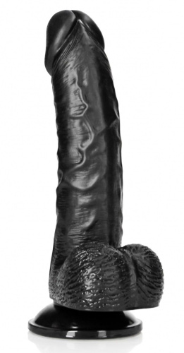 Черный фаллоимитатор Curved Realistic Dildo Balls Suction Cup 6 - 15,5 см. фото 6