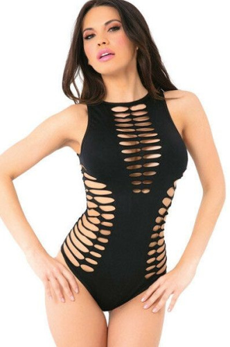 Бесшовное эротическое боди с разрезами фото 3