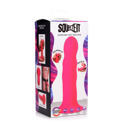 Розовый гибкий фаллоимитатор Squeeze-It Wavy Dildo - 18,3 см. фото 4