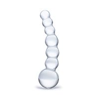 Изогнутый прозрачный стимулятор Beaded Dildo - 13 см.