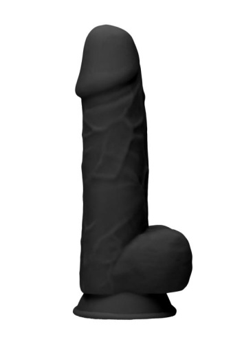 Черный фаллоимитатор Realistic Cock With Scrotum - 21,5 см. фото 4