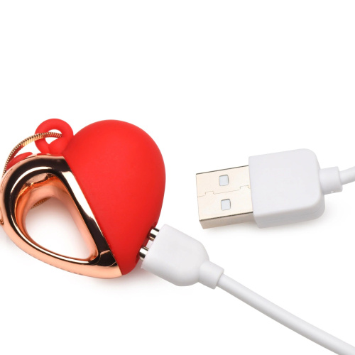 Красное ожерелье с подвеской-вибратором 10X Vibrating Silicone Heart Necklace фото 3