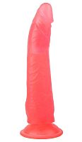 Розовый фаллоимитатор без мошонки с присоской - 19,5 см.