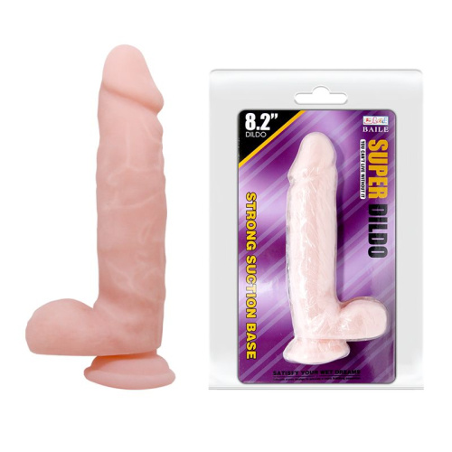 Телесный фаллоимитатор с присоской Super Dildo - 21 см. фото 2