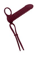 Бордовая вибронасадка для двойного проникновения Rori - 17 см.