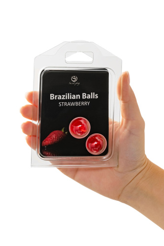 Набор из 2 шариков с массажным маслом Brazilian Balls с ароматом клубники фото 5