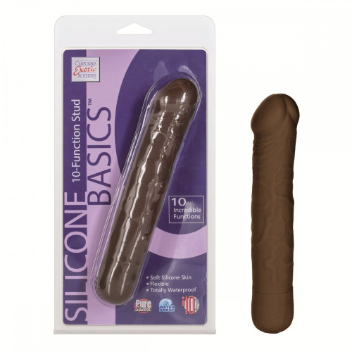 Реалистичный  темнокожий  вибратор Silicone Basics 10-Function Stud - 17,25 см. фото 2