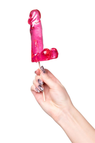 Розовый леденец в форме пениса со вкусом бабл-гам фото 5