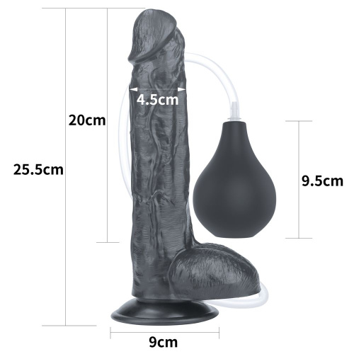 Черный фаллоимитатор-гигант с грушей 10 Squirt Extreme Dildo - 25,5 см. фото 4