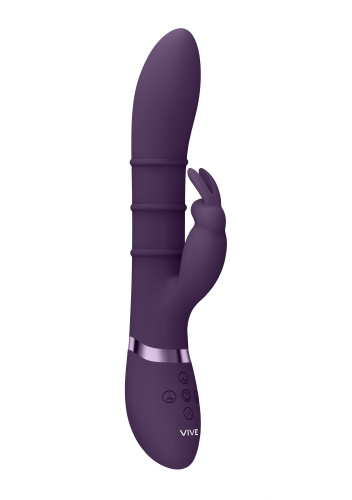 Фиолетовый вибромассажер-кролик с 3 стимулирующими кольцами Sora - 24,2 см. фото 5
