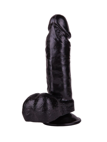 Чёрный фаллоимитатор с мошонкой на присоске - 16 см. фото 3