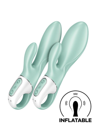 Зеленый вибратор-кролик Satisfyer Air Pump Bunny 5+ с функцией расширения - 20,4 см. фото 4