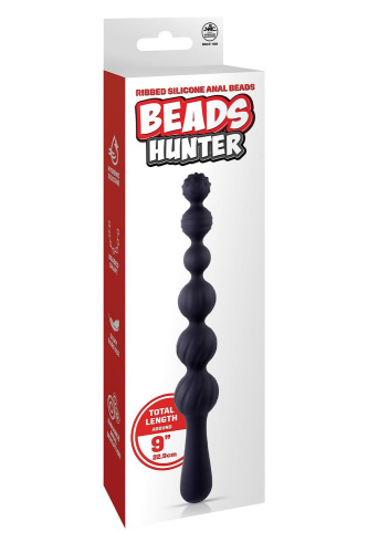 Черная анальная цепочка Beads Hunter - 22,9 см. фото 4