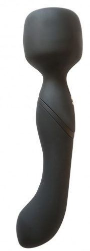 Черный двусторонний вибромассажер Heating Wand с нагревом - 22 см. Черный двусторонний вибромассажер Heating Wand с нагревом - 22 см.