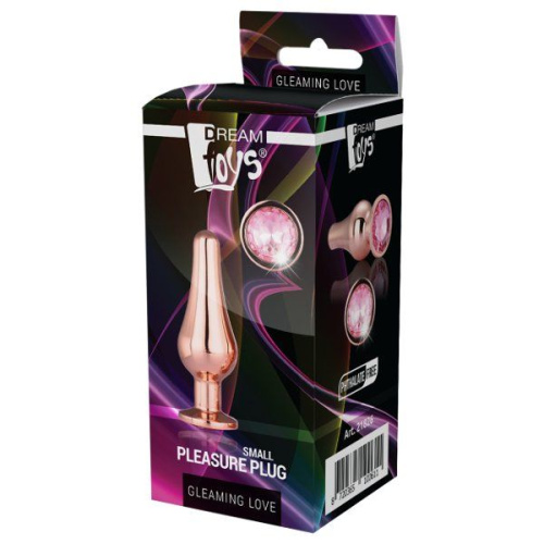 Золотистая анальная пробка с кристаллом Rose Gold Pleasure Plug S - 9 см. фото 2
