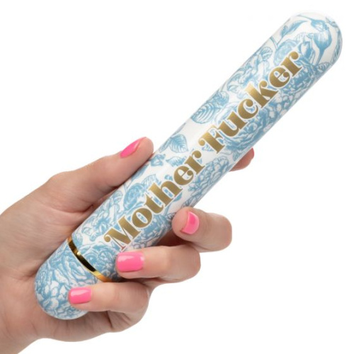 Голубой классический вибратор Naughty Bits Mother Fucker Personal Vibrator - 18 см. фото 3