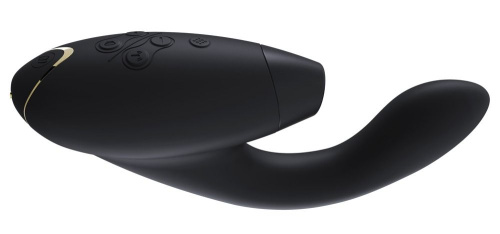 Чёрный стимулятор Womanizer DUO с вагинальным отростком фото 2