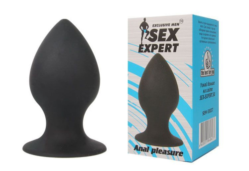 Чёрная анальная пробка Sex Expert - 7 см. фото 2