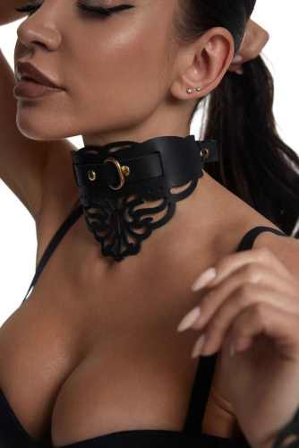 Фигурный чокер с узорами и золотистой фурнитурой фото 2 Фигурный чокер с узорами и золотистой фурнитурой фото 2