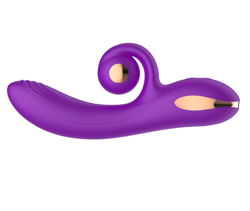 Фиолетовый вибратор-кролик с функцией вращения ствола фото 3