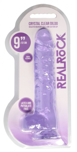 Фиолетовый фаллоимитатор Realrock Crystal Clear 9 inch - 25 см. фото 4