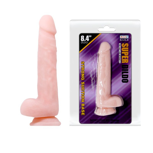 Телесный фаллоимитатор на присоске Super Dildo - 21,5 см. фото 2