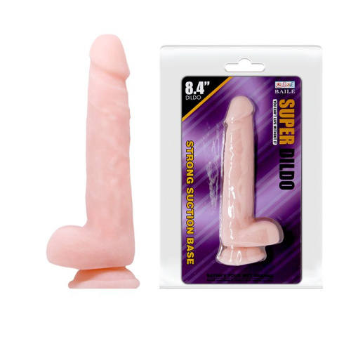 Телесный фаллоимитатор на присоске Super Dildo - 21,5 см. фото 2