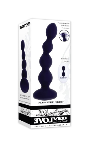 Фиолетовые анальные бусы с вибрацией и вращением Pleasure Orbit - 17,8 см. фото 6