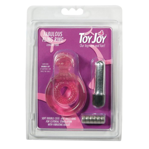 Розовое виброкольцо на пенис со стимулятором клитора FABULOUS FLING фото 2