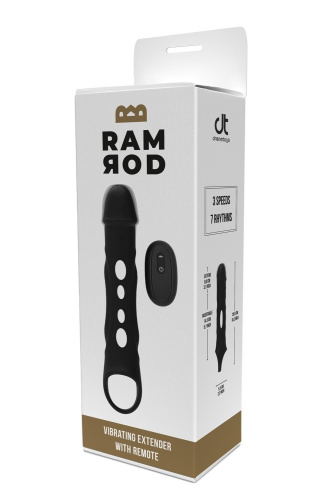 Черная насадка-удлинитель Vibrating Extender With Remote с вибрацией фото 5