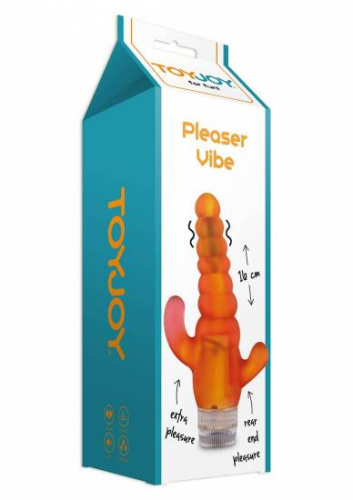 Оранжевый вибратор тройного действия Pleaser Vibrator - 17,7 см. фото 2 Оранжевый вибратор тройного действия Pleaser Vibrator - 17,7 см. фото 2