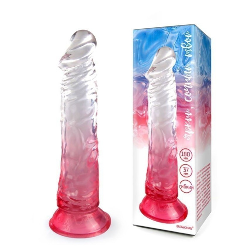 Красный гибкий фаллоимитатор на присоске - 20,5 см. фото 3