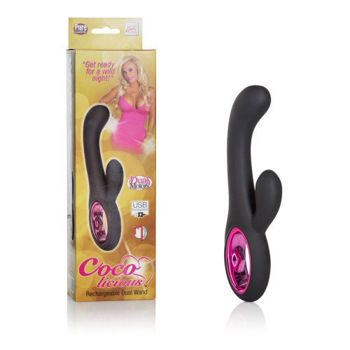 Черный вибромассажер Rechargeable Dual Wand - 25 см. фото 5