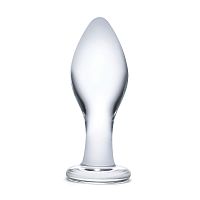 Прозрачная округлая анальная пробка Classic Glass Butt Plug - 11 см.