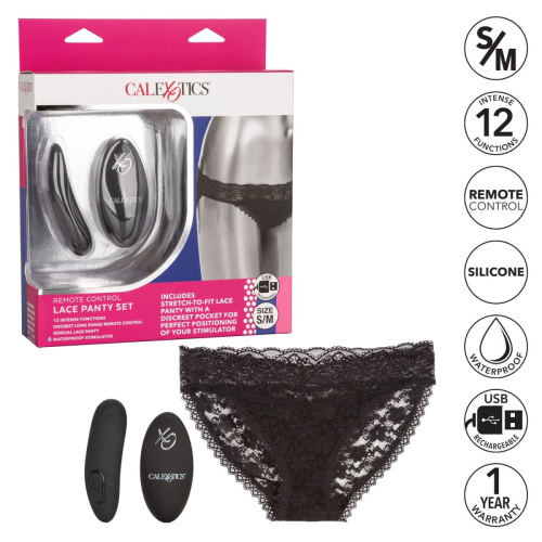 Черные кружевные трусики с вибромассажером Remote Control Panty Set S/M фото 5