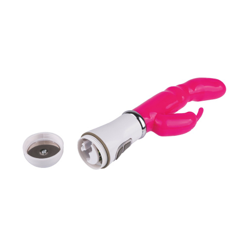 Розовый силиконовый вибратор-кролик - 20,5 см. фото 2