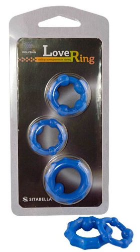 Набор из 3 синих рельефных эрекционных колец Набор из 3 синих рельефных эрекционных колец