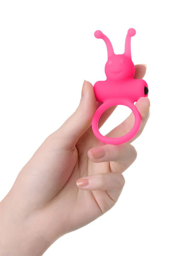 Розовое эрекционное виброкольцо на пенис Eromantica фото 6