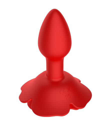 Красный анальный вибростимулятор в форме розы фото 4