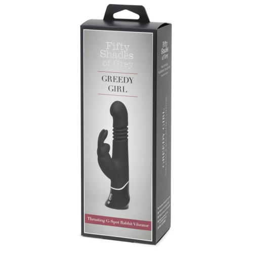 Черный хай-тек вибратор Greedy Girl Thrusting Rabbit Vibrator - 22,8 см. фото 5