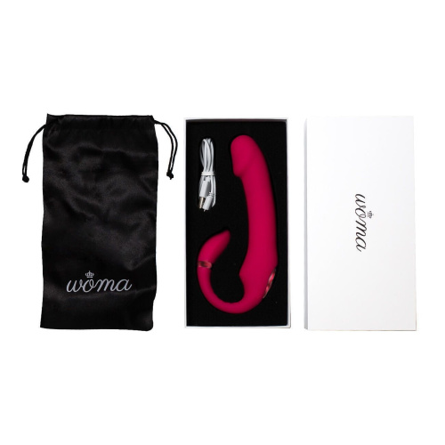 Красный вибратор Indira c гибким стимулятором клитора и нагревом - 18 см. фото 5